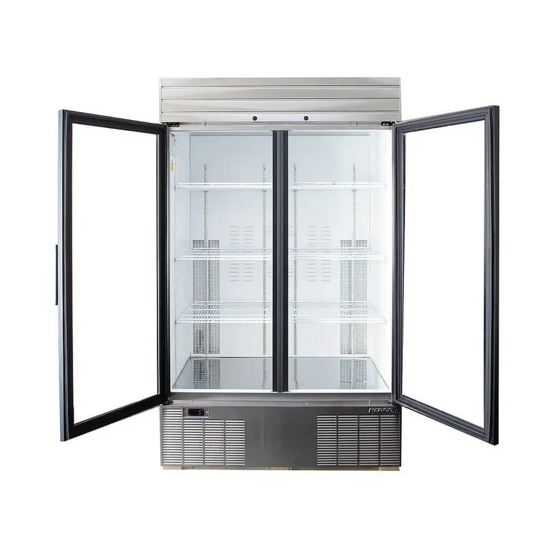 HABCO SE46HCSXG 47" 2-Section Stainless Steel Merchandiser Refrigerator w/ 2 Glass Doors
