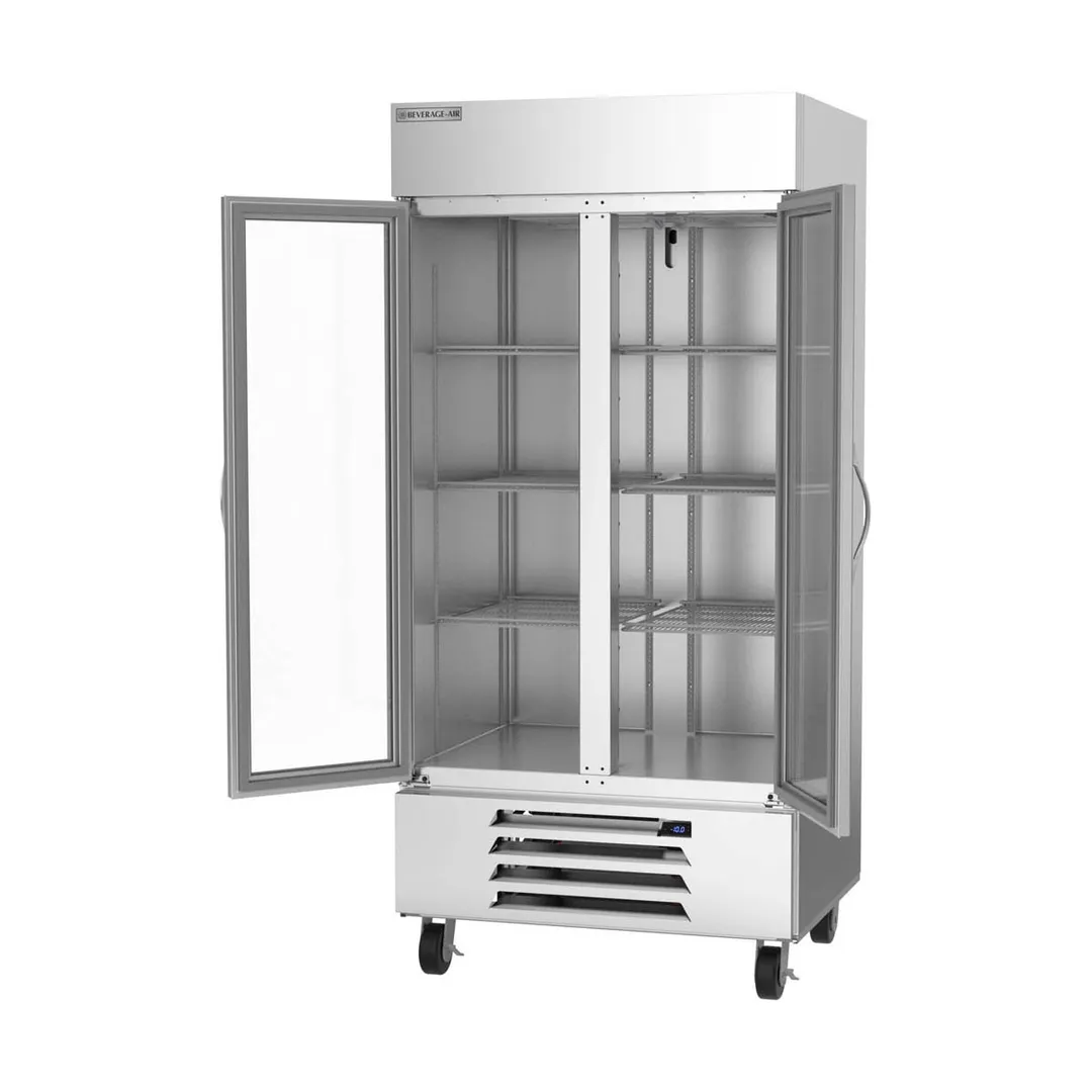 Beverage Air HBF35HC-1-G 39" Two Section Reach-In Freezer w/ 2 Glass Doors, Stainless Steel, 35 cu. ft.