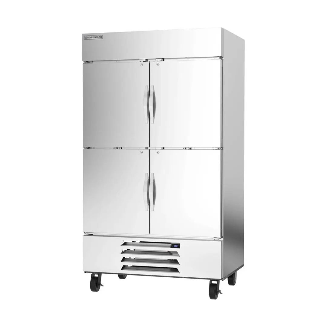 Beverage Air HBF44HC-1-HS 47" 4-Half Solid Door 2-Section Reach-In Freezer, Bottom Mounted, 44 cu. ft., Stainless Steel