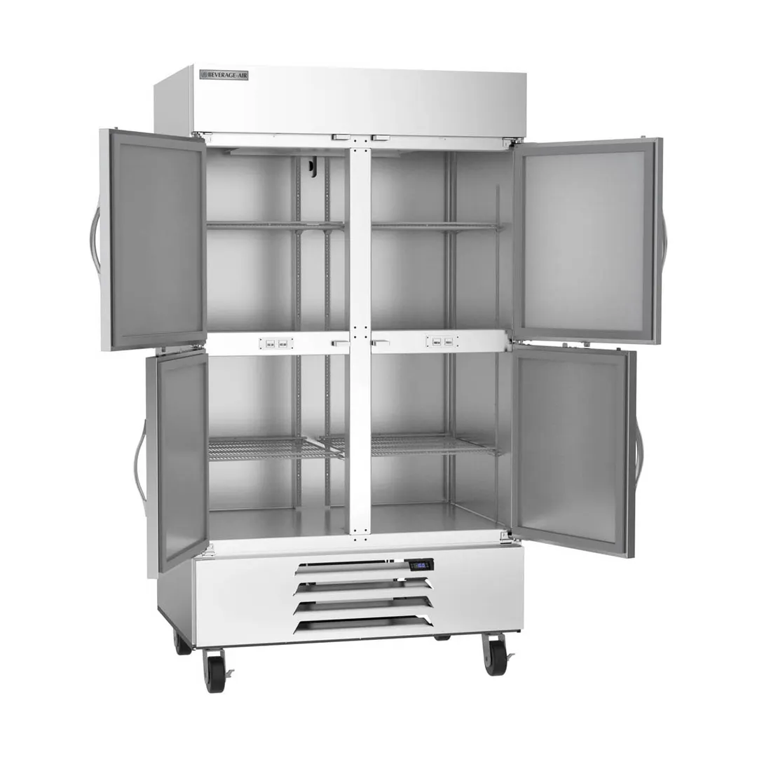 Beverage Air HBF44HC-1-HS 47" 4-Half Solid Door 2-Section Reach-In Freezer, Bottom Mounted, 44 cu. ft., Stainless Steel