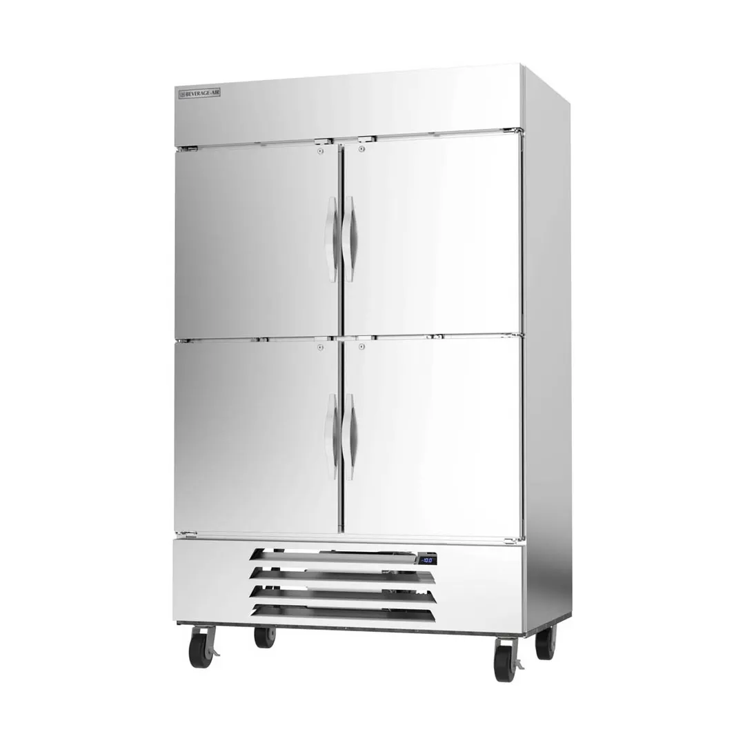 Beverage Air HBF49HC-1-HS 52" 4-Half Solid Door Reach-In Freezer, Bottom Mounted, 46.2 cu. ft., Stainless Steel