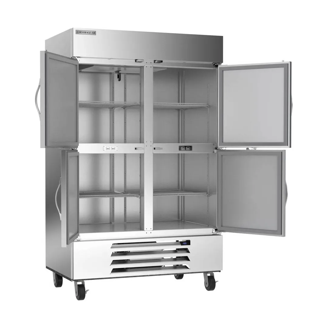 Beverage Air HBF49HC-1-HS 52" 4-Half Solid Door Reach-In Freezer, Bottom Mounted, 46.2 cu. ft., Stainless Steel