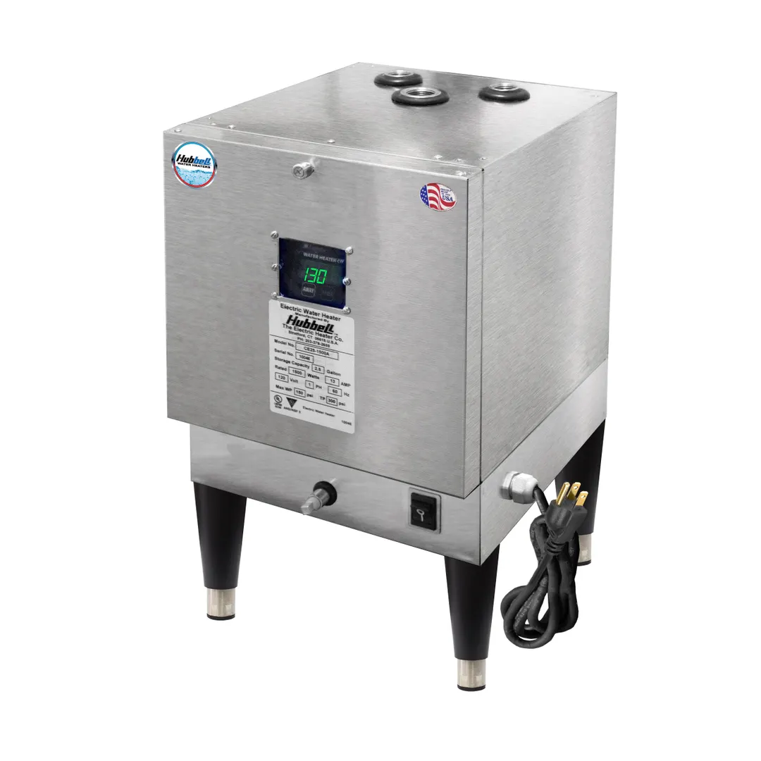 Hubbell J25-2000 Electric Water Heater, 2.0kW, 2.5-Gal, S.Steel Tank, Electronic Temperature Control