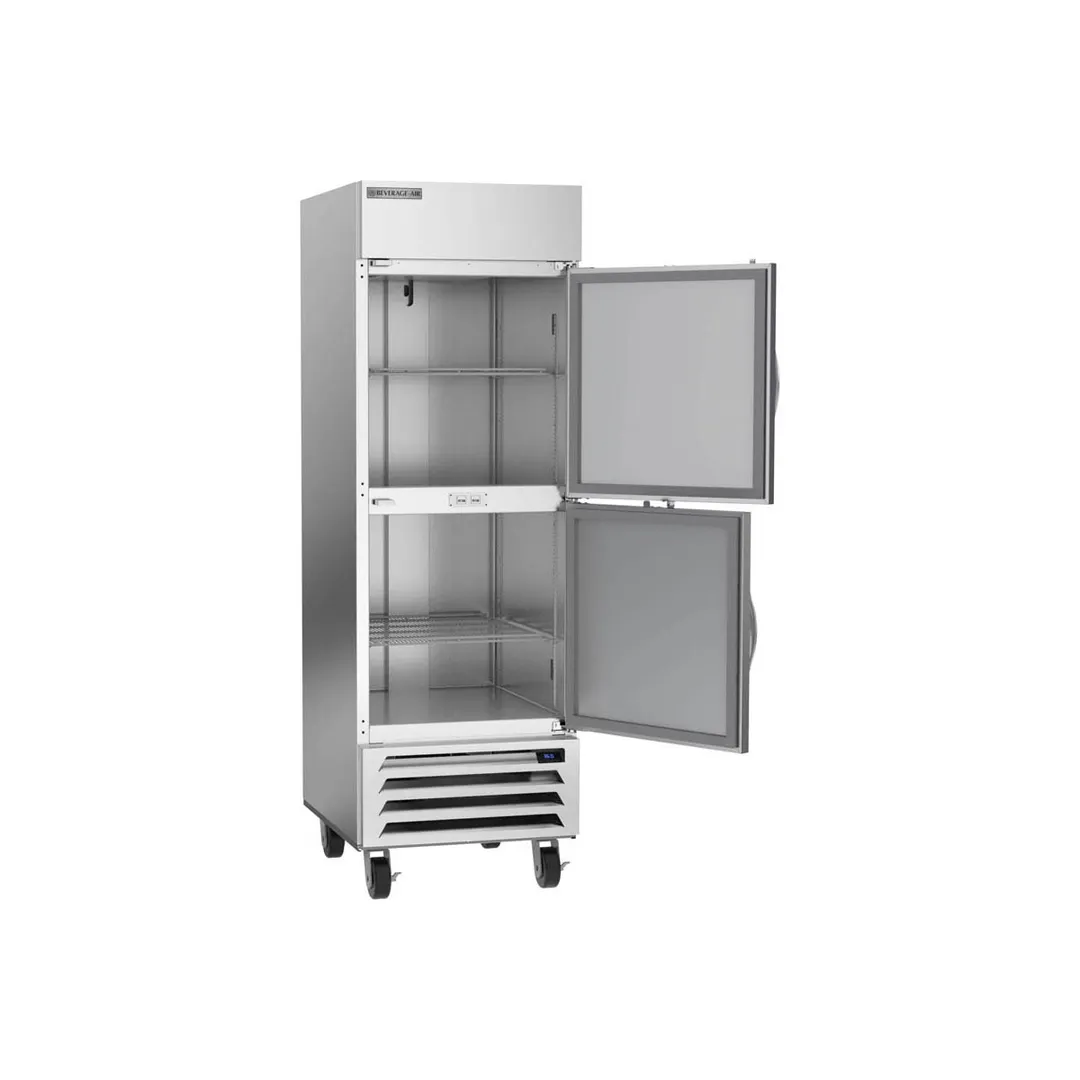 Beverage Air HBR23HC-1-HS, 27" 1-Section Reach-In Refrigerator w/ 2 Solid Half Doors, Bottom Mounted, 1/4 hp, 23 cu. ft.