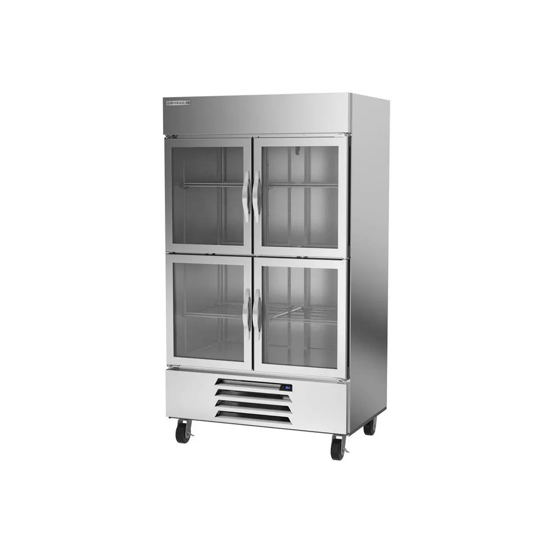 Beverage Air HBR44HC-1-HG 47" 2-Section Reach-In Refrigerator w/ 4 Glass Half Doors, Bottom Mount, 1/3 hp, 40 cu. ft.