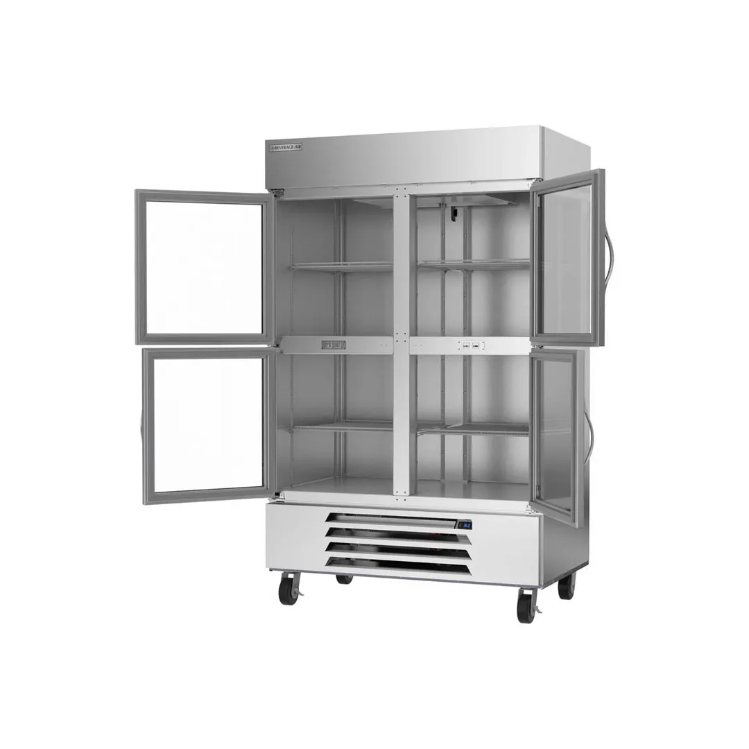 Beverage Air HBR49HC-1-HG 52" 2-Section Reach-In Refrigerator w/ 4 Glass Half Doors, Bottom Mount, 1/3 hp, 46 cu. ft.