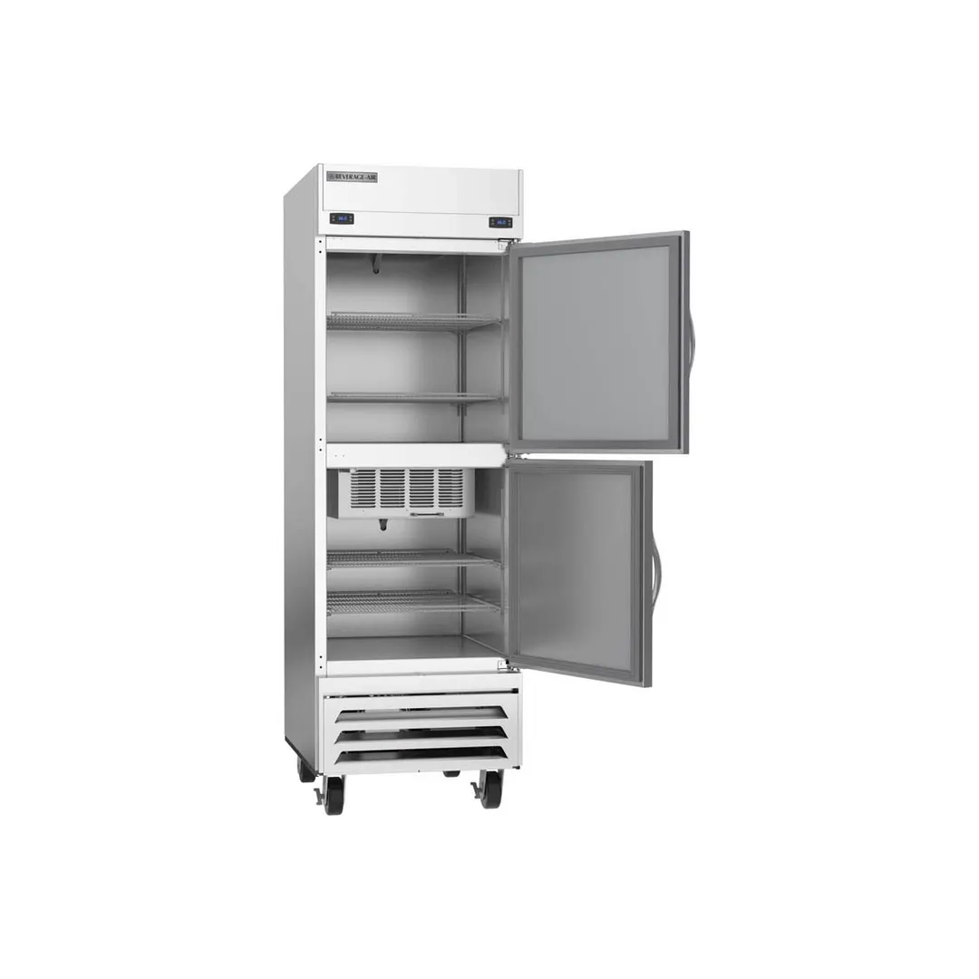 Beverage Air HBRF23HC-1-A 27" 1-Section Reach-In Refrigerator Freezer Combo w/ 2 Half Solid Doors