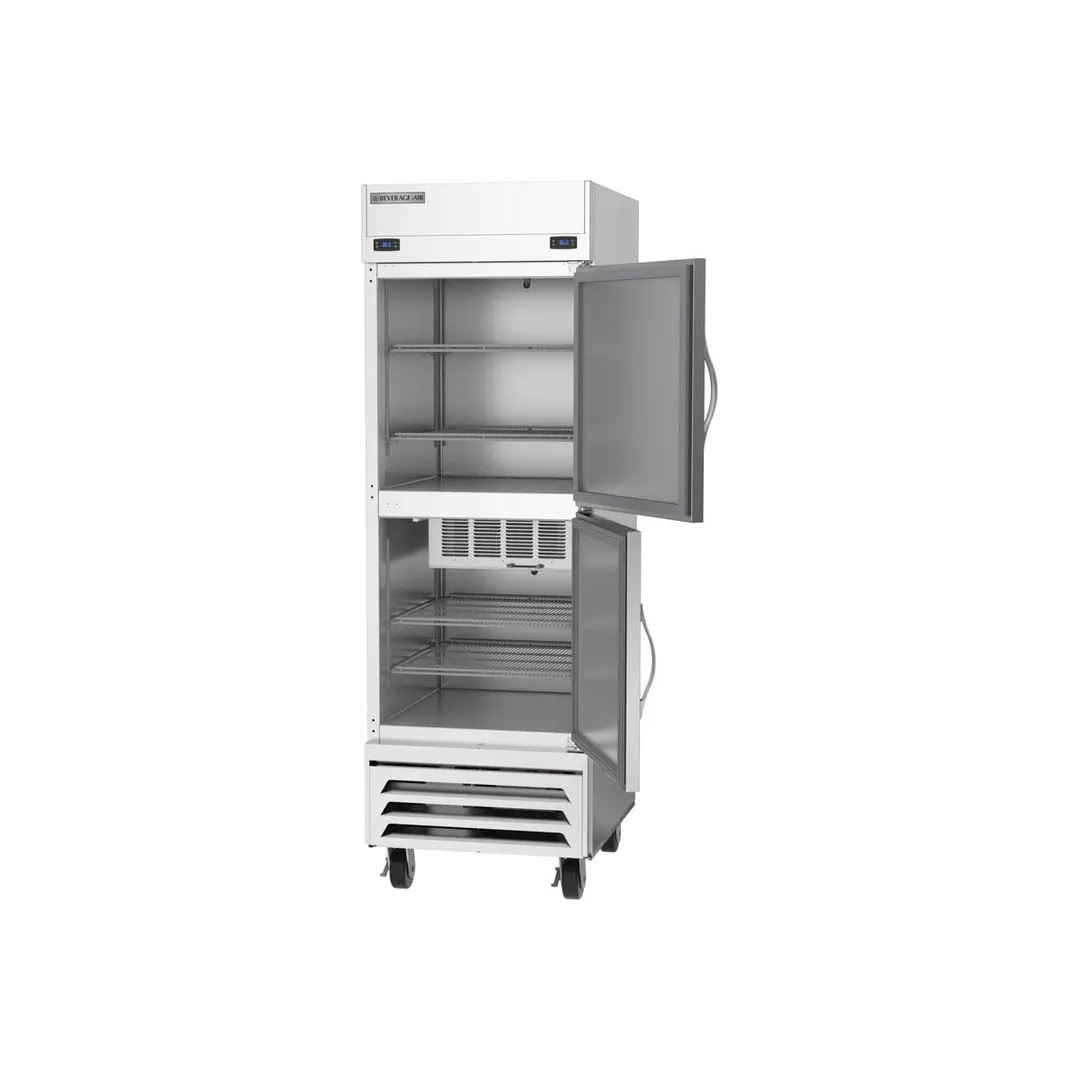 Beverage Air HBRF23HC-1-A 27" 1-Section Reach-In Refrigerator Freezer Combo w/ 2 Half Solid Doors