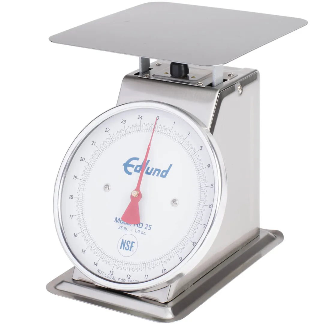 Edlund HD-25 - 10-29 lb Fixed Dial Portion Scale, Stainless Steel, Sloped Face, 25 lb, 1 oz