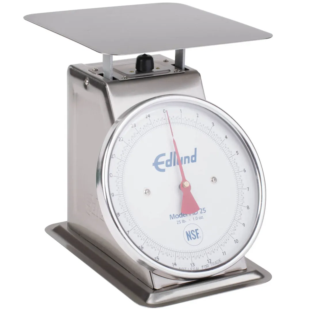 Edlund HD-25 - 10-29 lb Fixed Dial Portion Scale, Stainless Steel, Sloped Face, 25 lb, 1 oz
