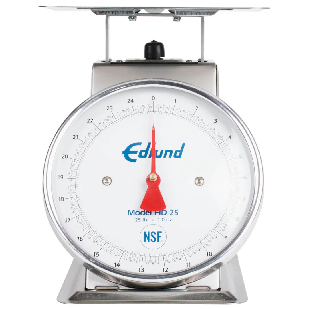 Edlund HD-25 - 10-29 lb Fixed Dial Portion Scale, Stainless Steel, Sloped Face, 25 lb, 1 oz
