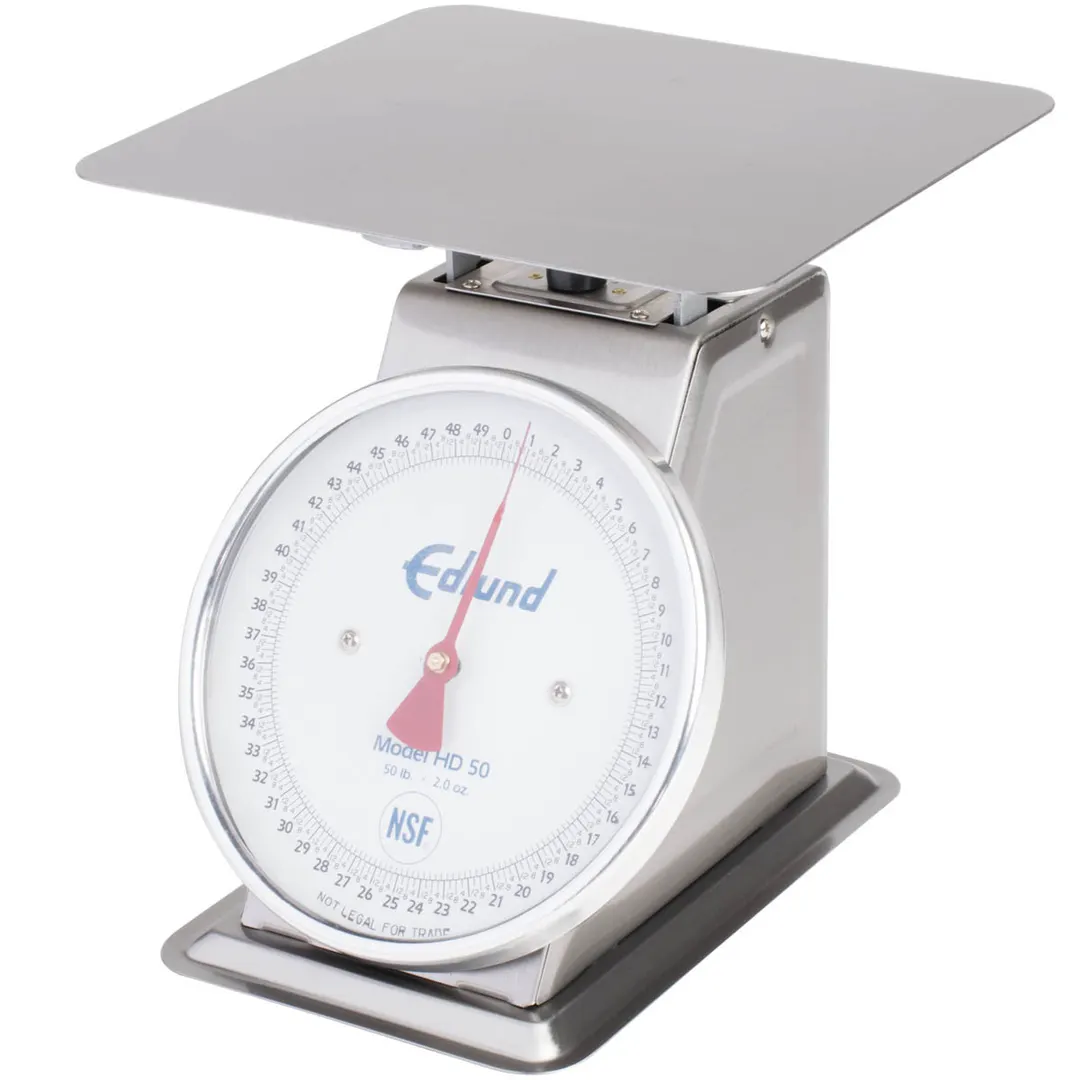 Edlund HD-50 - 50 lb x 2 oz Stainless Steel Top Loading Countertop Scale, Fixed Dial, Sloped Display