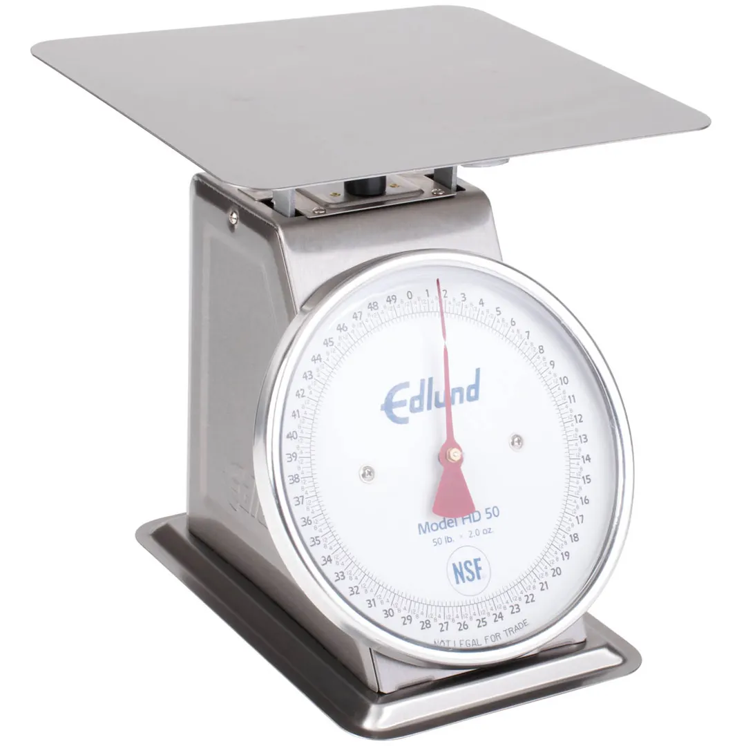 Edlund HD-50 - 50 lb x 2 oz Stainless Steel Top Loading Countertop Scale, Fixed Dial, Sloped Display