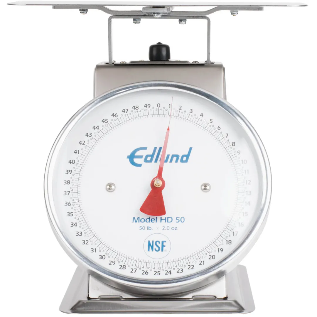 Edlund HD-50 - 50 lb x 2 oz Stainless Steel Top Loading Countertop Scale, Fixed Dial, Sloped Display