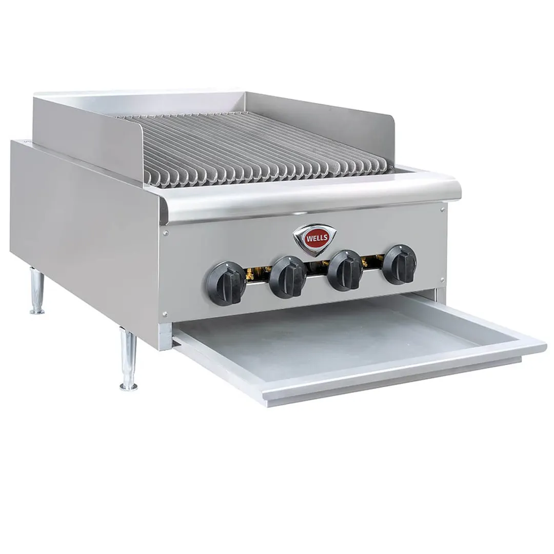 Wells HDCB-2430G 24" Countertop Heavy Duty Gas Radiant Charbroiler w/ (4) Burners, 80.000 BTU
