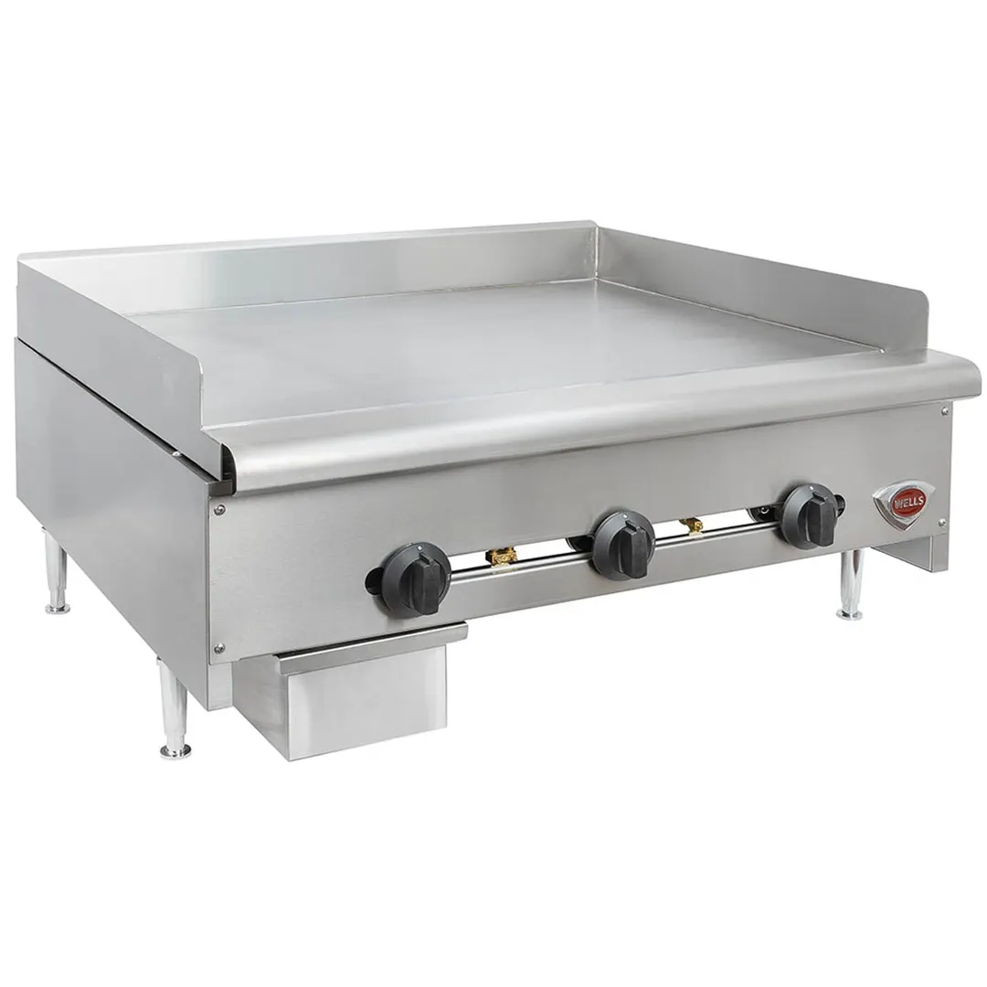 Wells HDG-3630G 36" Countertop Manual Gas Griddle, 3/4" Steel Plate, 90.000 BTU