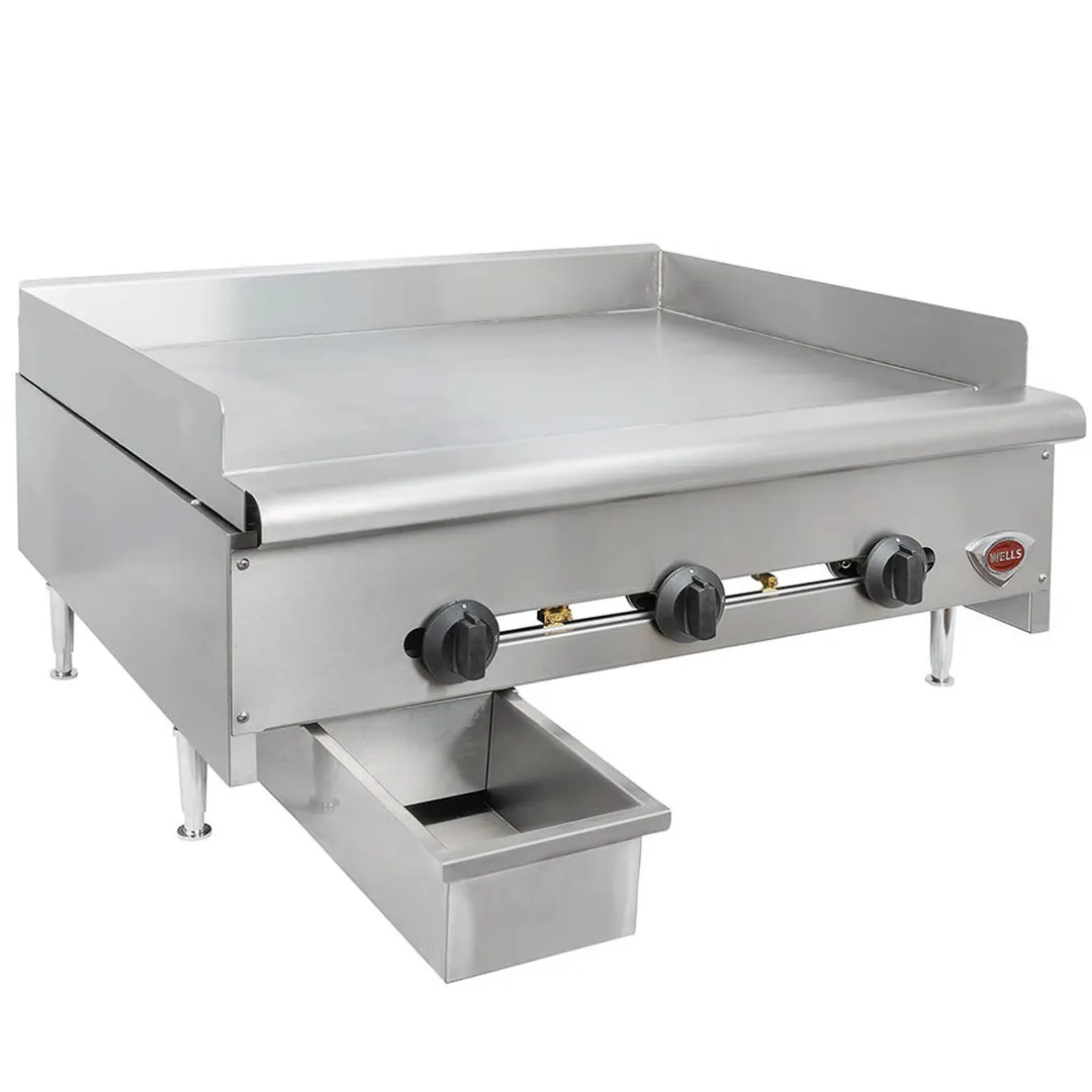 Wells HDG-3630G 36" Countertop Manual Gas Griddle, 3/4" Steel Plate, 90.000 BTU