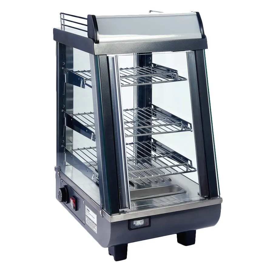 Winco HDM-13 Heated Display, 13.5" Wide, 3 Shelves, 2 Doors, 85‑195°F Thermostat, 120V 800W – Set