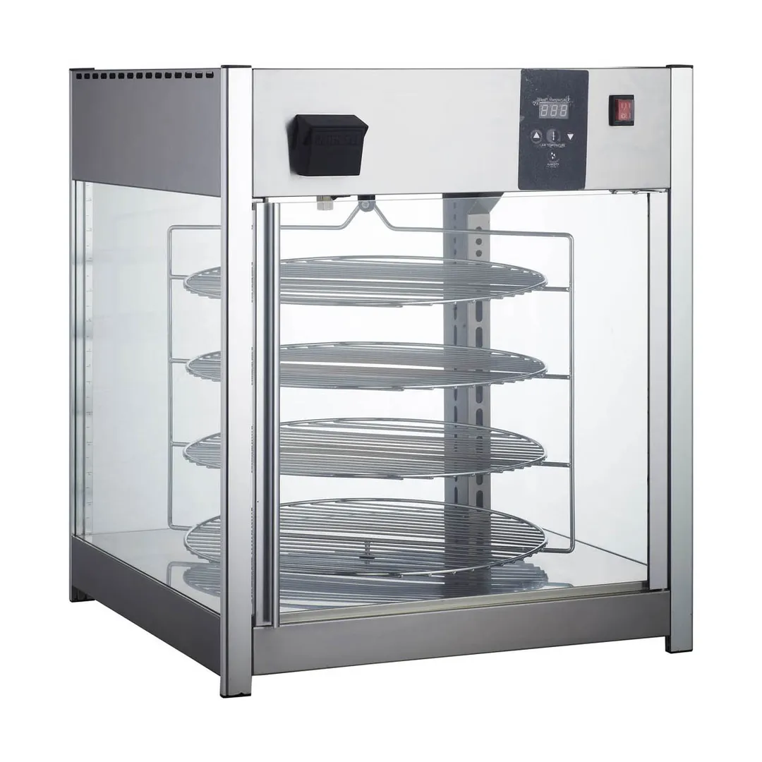 Adcraft HDRP-158 25" Countertop Rotating Pizza Display Warmer w/ 4 Shelves, Full-Service