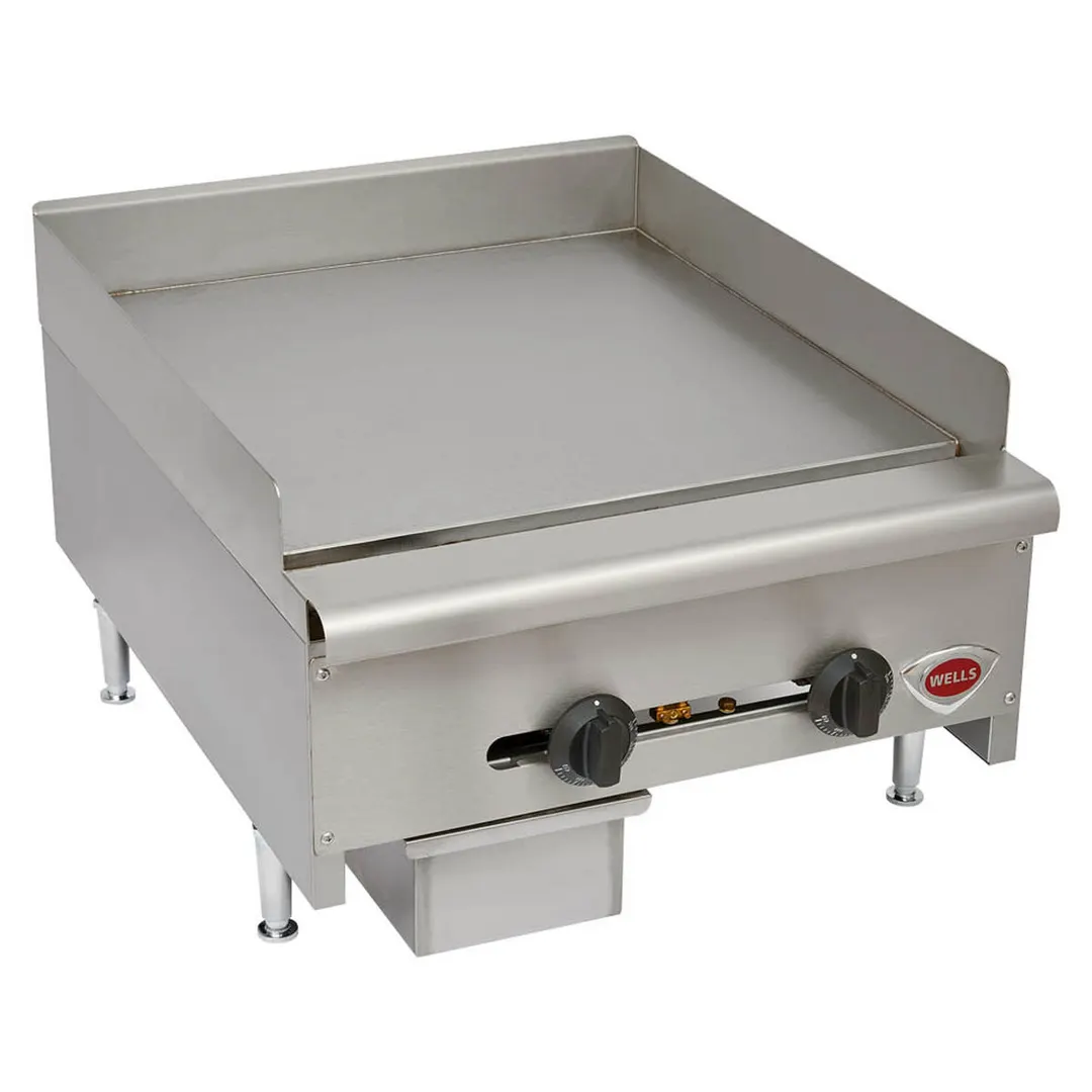 Wells HDTG-2430G 24" Countertop Thermostatic Gas Griddle, 3/4" Steel Plate, 60.000 BTU