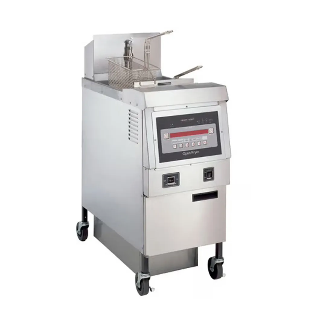 Henny Penny OEA321.03 17" Floor Model Electric Deep Fryer, Full Pot, 65 Ibs, Built-In Filter, COMPUTRON 8000 Controls