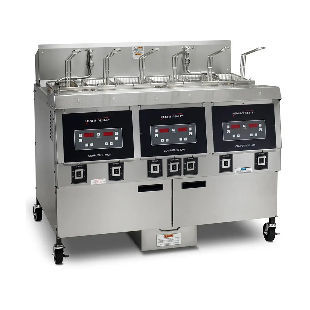 Henny Penny OFE323.05 Multiple Battery Electric Fryer w/ 3 Wells, Floor Model, Filter Drain Pan