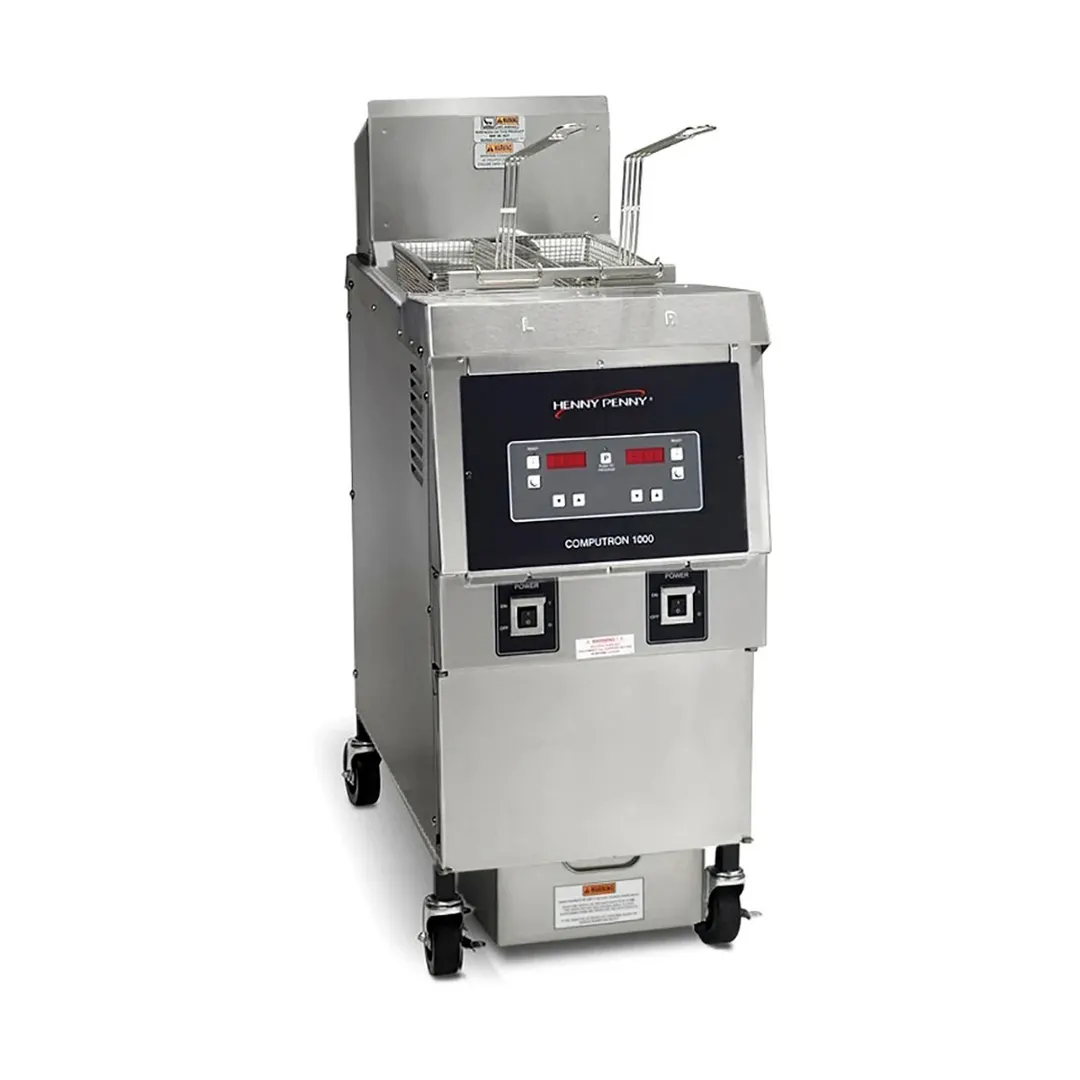 Henny Penny OFG321.04 Full Pot Floor Model Natural Gas Fryer w/ 65 lbs Capacity, Filtration System
