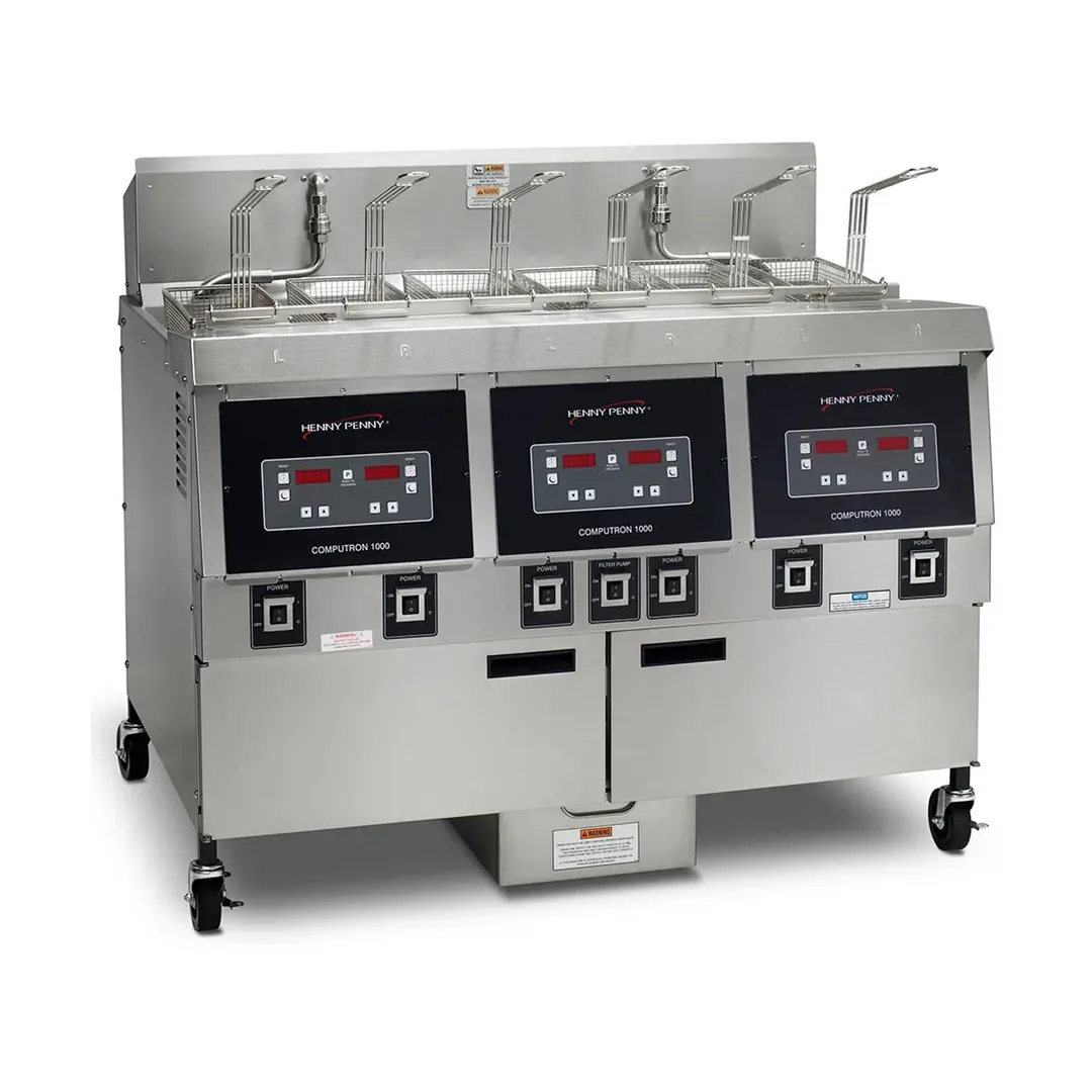 Henny Penny OFG323.07 Multiple Battery Natural Gas Fryer w/ (3) 65 lbs Frypots, Built-In Filter, Computron™ 1000