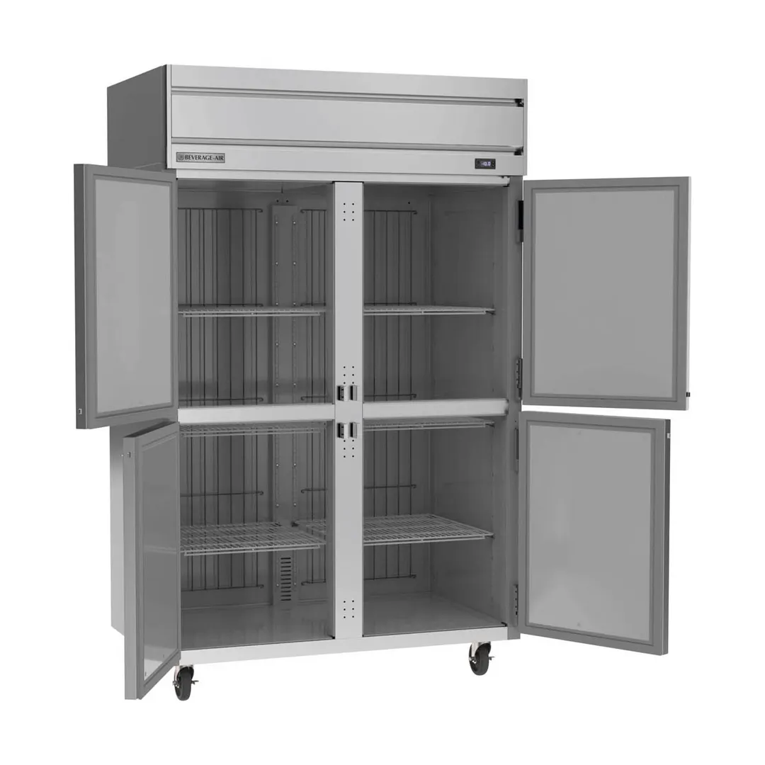 Beverage Air HF2HC-1HS 52" 4 Half Solid Doors 2-Section Reach-In Freezer, Top Mount, 45.2 cu. ft., Stainless Steel Front