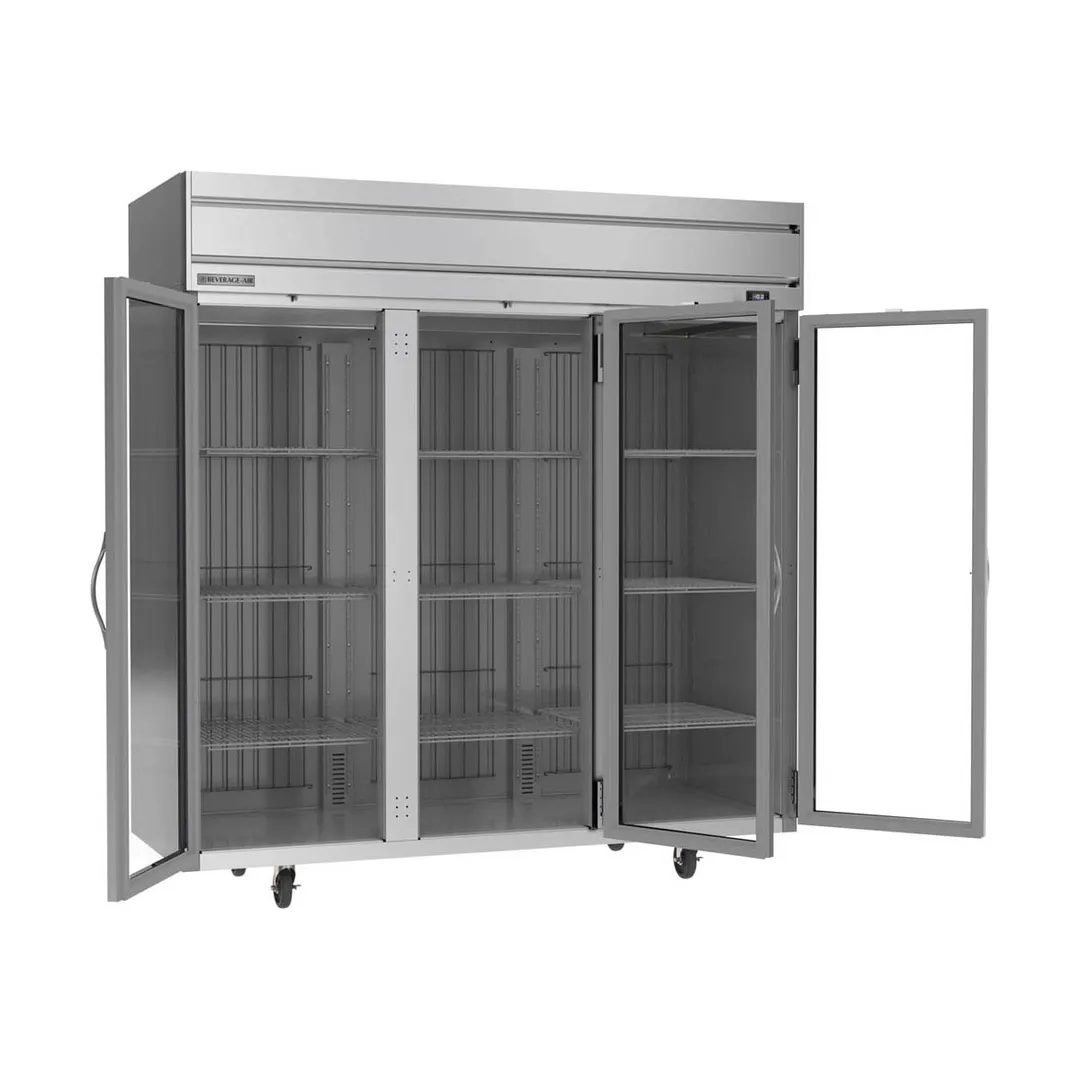 Beverage Air HF3HC-1G 78" 3-Glass Door Reach-In Freezer, Top Mount, 69.1 cu. ft., Stainless Steel Front