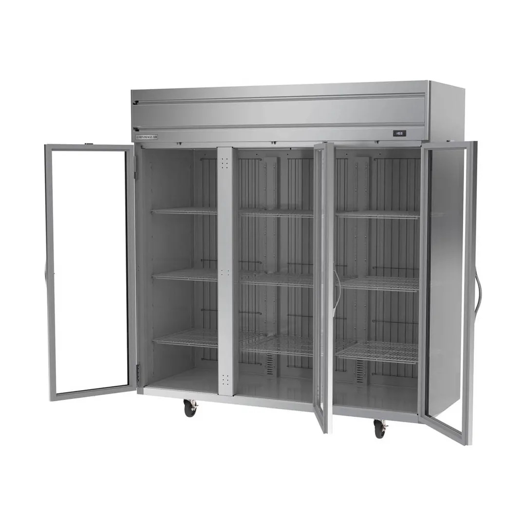 Beverage Air HF3HC-1G 78" 3-Glass Door Reach-In Freezer, Top Mount, 69.1 cu. ft., Stainless Steel Front