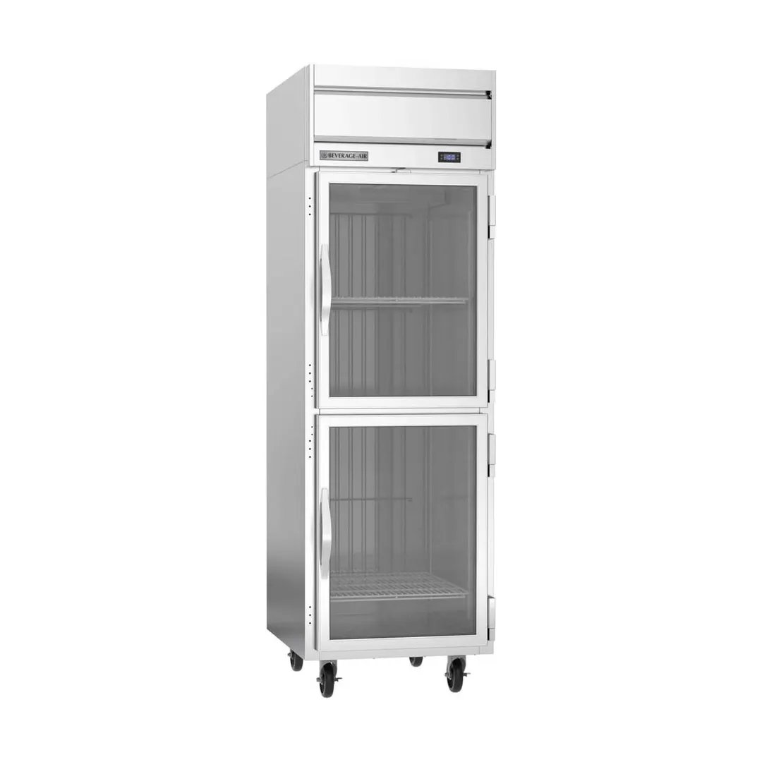 Beverage Air HFP1HC-1HG 26" 1-Section Reach-In Freezer, 2 Half Glass Doors, Top Mount, 21 cu. ft., Stainless Steel