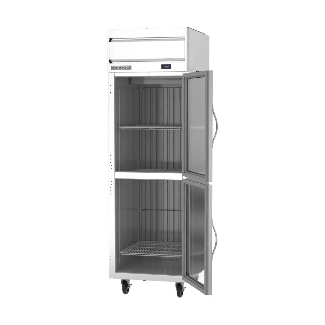 Beverage Air HFP1HC-1HG 26" 1-Section Reach-In Freezer, 2 Half Glass Doors, Top Mount, 21 cu. ft., Stainless Steel