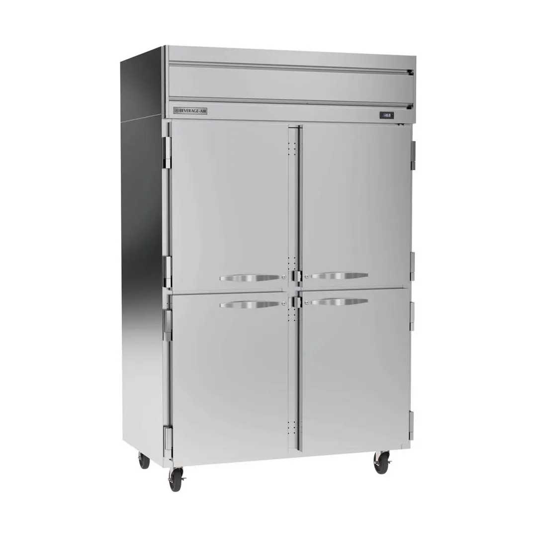 Beverage Air HFP2HC-1HS 52" 4-Half Solid Door 2-Section Reach-In Freezer, Top Mount, 45.2 cu. ft., Stainless Steel