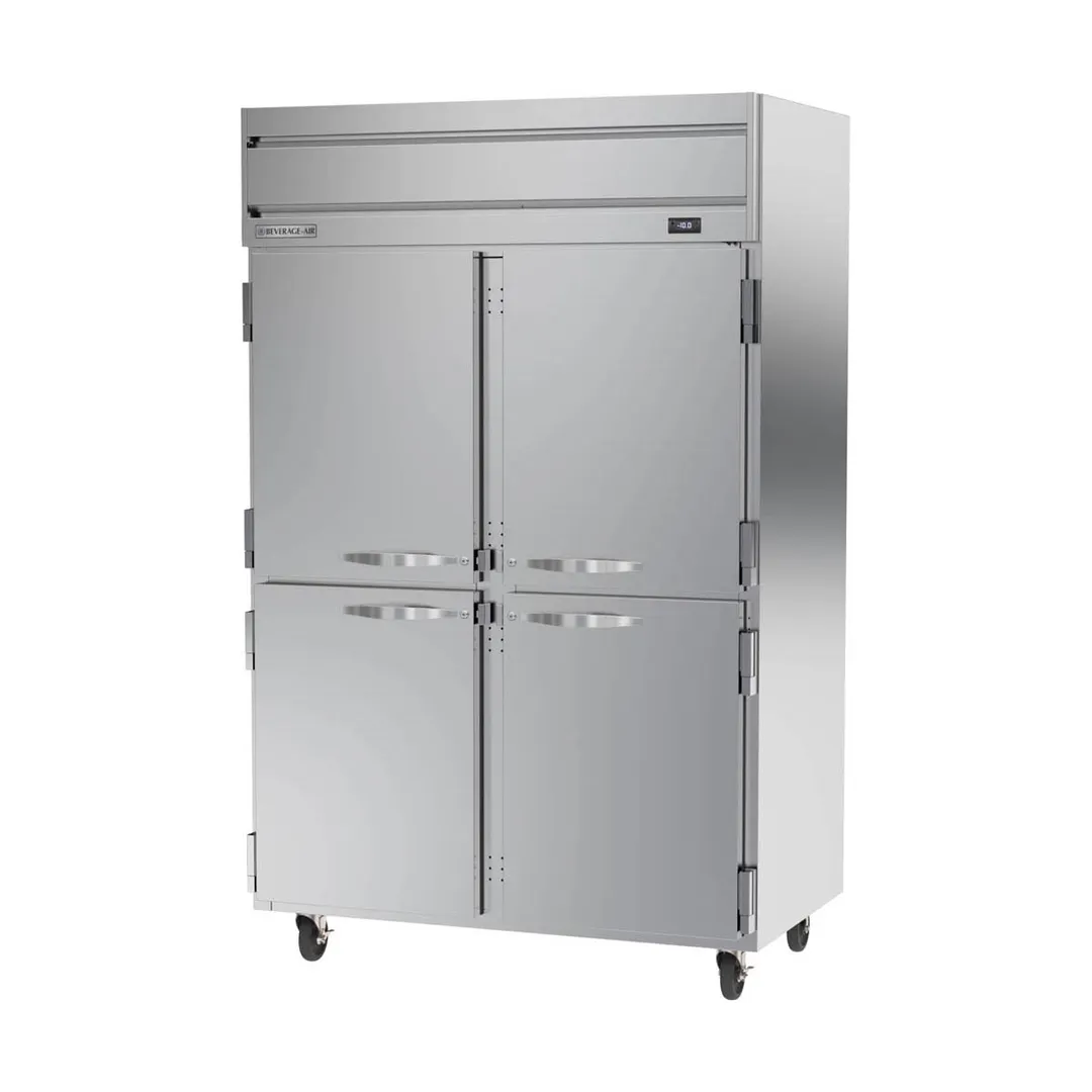 Beverage Air HFP2HC-1HS 52" 4-Half Solid Door 2-Section Reach-In Freezer, Top Mount, 45.2 cu. ft., Stainless Steel