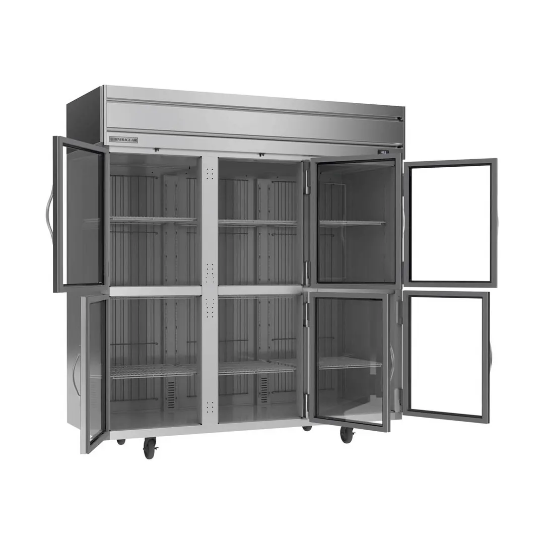 Beverage Air HFP3HC-1HG 78" 3-Section Reach-In Freezer, 6 Half Glass Doors, Top Mount, 69.1 cu. ft., Stainless Steel