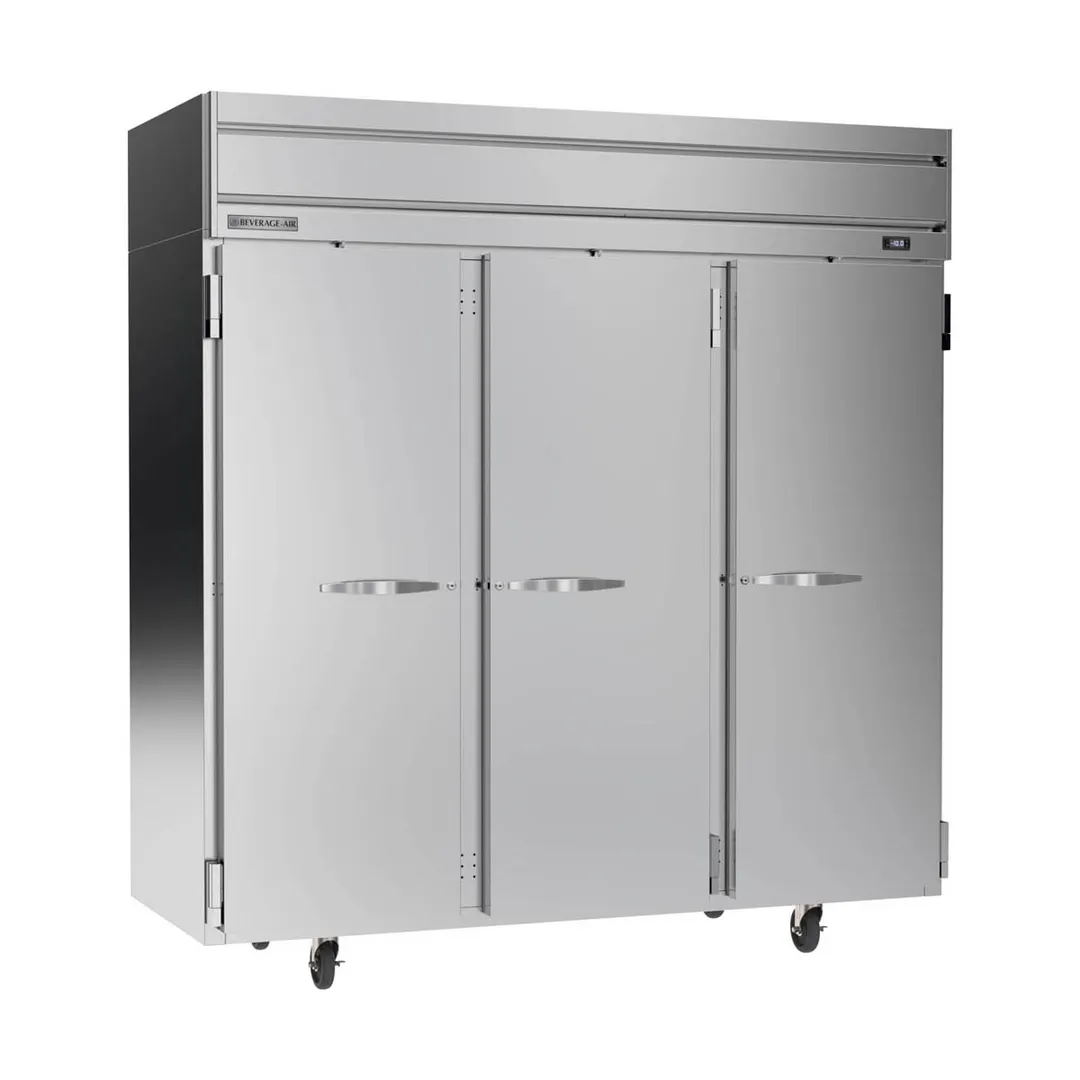 Beverage Air HFP3HC-1S 78" 3-Solid Door Reach-In Freezer, Top Mounted, 69.1 cu. ft., Stainless Steel Front