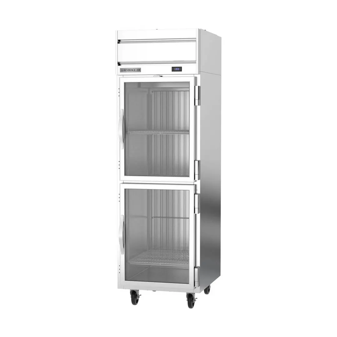 Beverage Air HFPS1HC-1HG 26" 2-Half Glass Door Reach-In Freezer, Top Mounted, 21 cu. ft., Stainless Steel