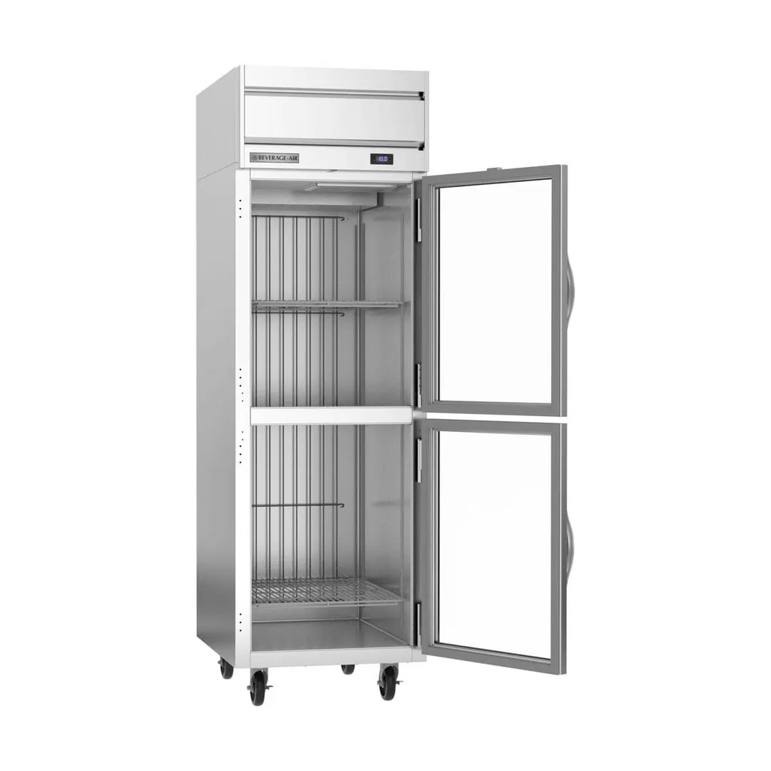 Beverage Air HFPS1HC-1HG 26" 2-Half Glass Door Reach-In Freezer, Top Mounted, 21 cu. ft., Stainless Steel