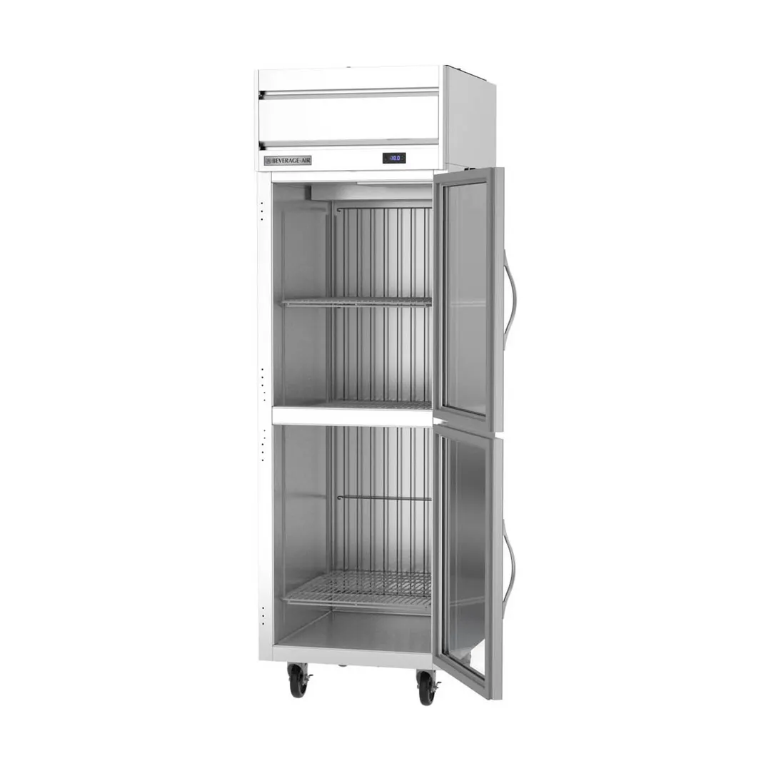Beverage Air HFPS1HC-1HG 26" 2-Half Glass Door Reach-In Freezer, Top Mounted, 21 cu. ft., Stainless Steel
