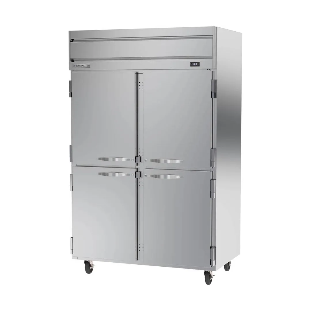 Beverage Air HFPS2HC-1HS 52" 4-Half Solid Door Reach-In Freezer, Top Mounted, 45.2 cu. ft., Stainless Steel
