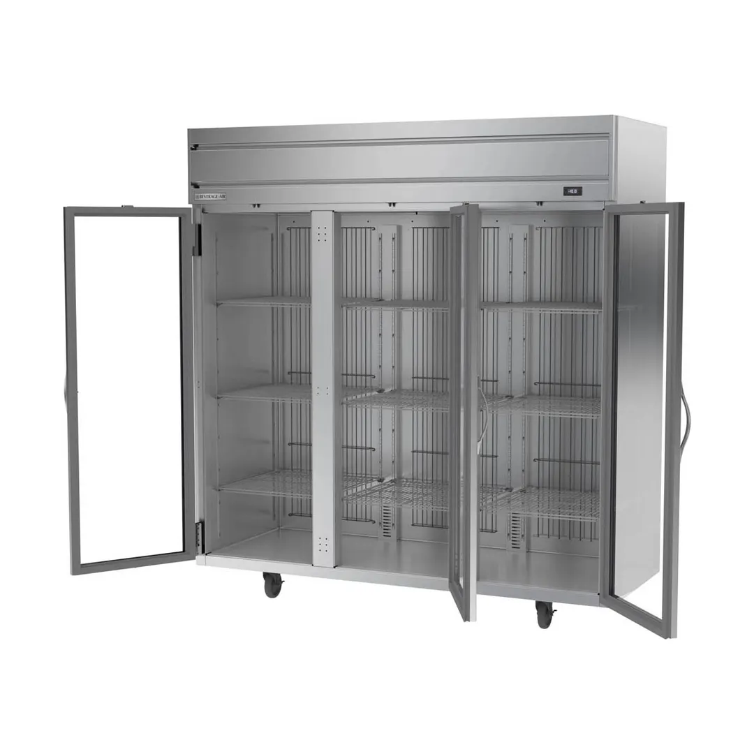Beverage Air HFPS3HC-1G 78" 3-Glass Door Reach-In Freezer, Top Mounted, 69.1 cu. ft., Stainless Steel