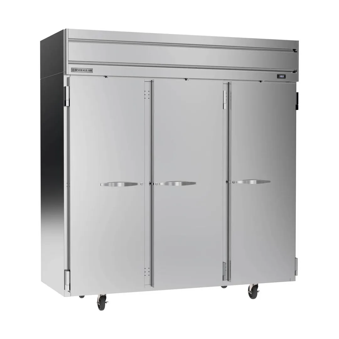 Beverage Air HFPS3HC-1S 78" 3-Solid Door Reach-In Freezer, Top Mounted, 69.1 cu. ft., Stainless Steel