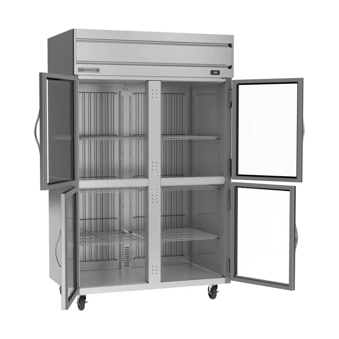 Beverage Air HFS2HC-1HG 52" 4 Half Glass Door 2-Section Reach-In Freezer, Top Mount, 46.29 cu. ft.