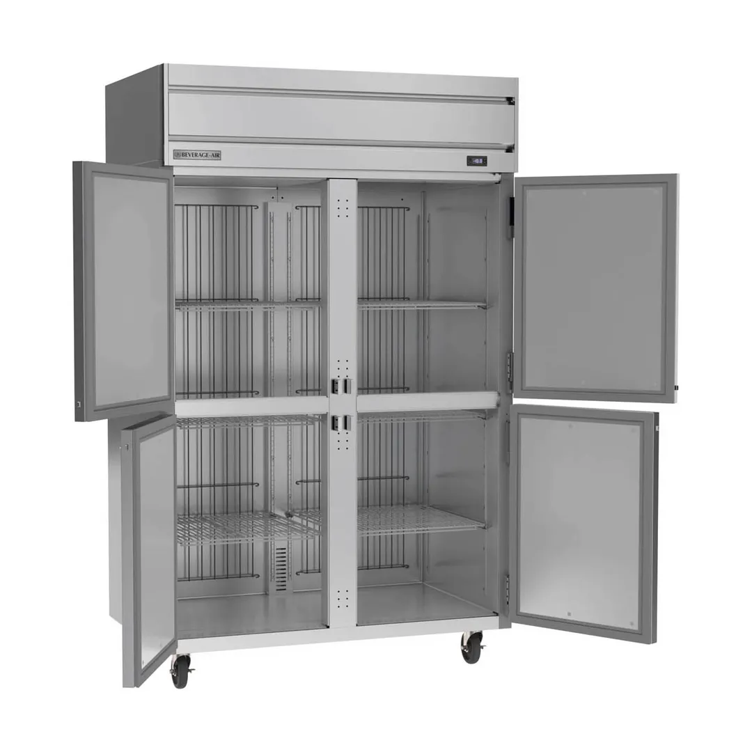 Beverage Air HFS2HC-1HS 52" 4 Half Solid Doors 2-Section Reach-In Freezer, Top Mount, 45.2 cu. ft., Stainless Steel