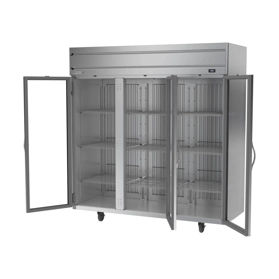 Beverage Air HFS3HC-1G 78" 3-Glass Door Reach-In Freezer, Top Mount, 69.1 cu. ft., Stainless Steel Front