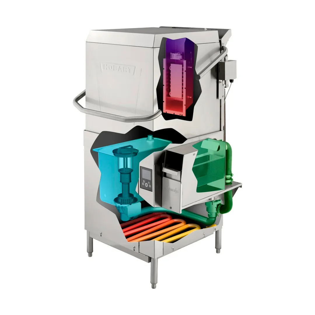 Hobart AM16VL-ADV-2 36.5" Door Type Ventless Dishwasher, 40 RPH - 26.8 Gal/Hr - High Temp w/Booster