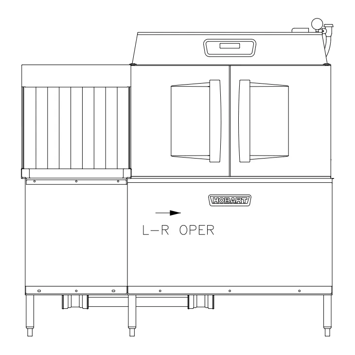 Hobart CL66C-BAS+BUILDUP 66" Conveyor Dishwasher, 200 Rack/Hr - High/Low (convertible) Specify Tank