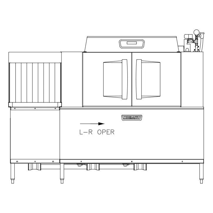 Hobart CL86C-BAS+BUILDUP 86" Conveyor Dishwasher, 340 Rack/Hr - High/Low (convertible) Specify Tank