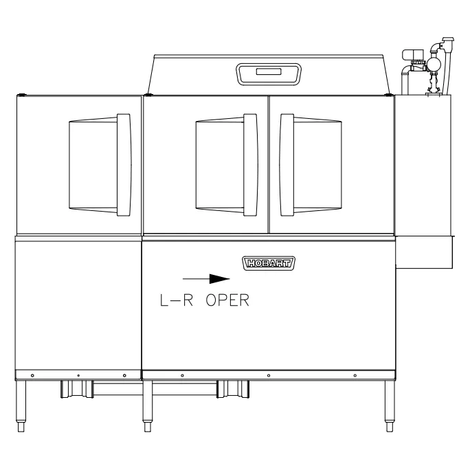 Hobart CL76-ADV+BUILDUP 76" Conveyor Dishwasher, 245 Racks/Hr - High Temp Specify Tank w/Booster
